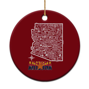 Arizona Map Phoenix Sedona Tucson Southwest Travel Ceramic Ornament TS14 1pc Red Print Your Wear