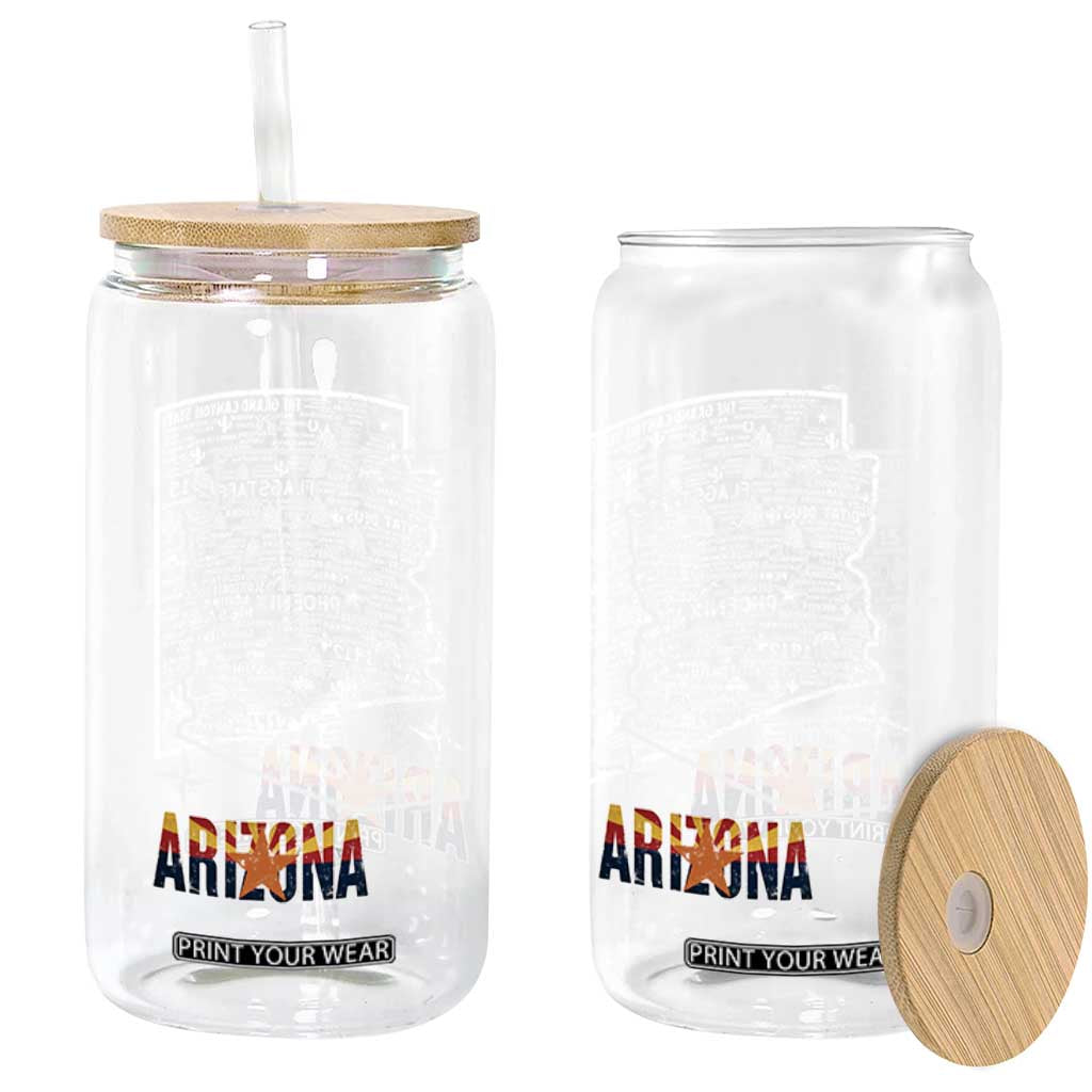Arizona Map Phoenix Sedona Tucson Southwest Travel Glass Can TS14 Print Your Wear