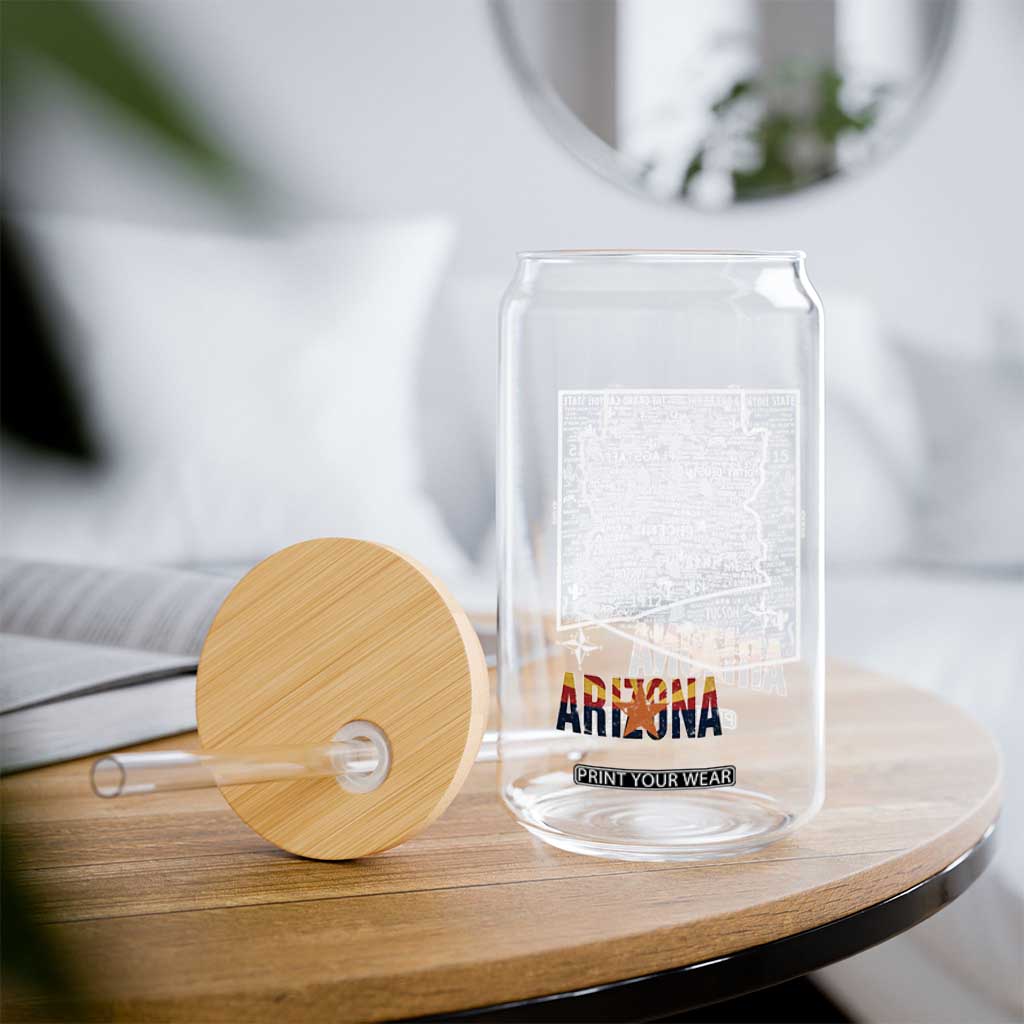 Arizona Map Phoenix Sedona Tucson Southwest Travel Glass Can TS14 Print Your Wear