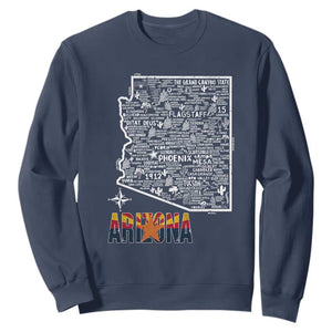 Arizona Map Phoenix Sedona Tucson Southwest Travel Sweatshirt TS14 Navy Print Your Wear