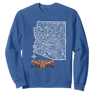 Arizona Map Phoenix Sedona Tucson Southwest Travel Sweatshirt TS14 Royal Blue Print Your Wear
