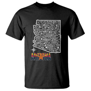 Arizona Map Phoenix Sedona Tucson Southwest Travel T Shirt TS14 Black Print Your Wear
