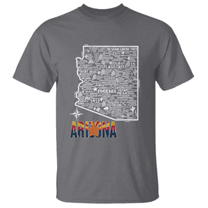 Arizona Map Phoenix Sedona Tucson Southwest Travel T Shirt TS14 Charcoal Print Your Wear