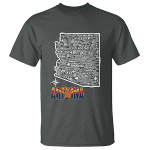 Arizona Map Phoenix Sedona Tucson Southwest Travel T Shirt TS14 Dark Heather Print Your Wear