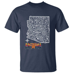 Arizona Map Phoenix Sedona Tucson Southwest Travel T Shirt TS14 Navy Print Your Wear