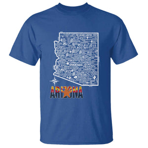 Arizona Map Phoenix Sedona Tucson Southwest Travel T Shirt TS14 Royal Blue Print Your Wear