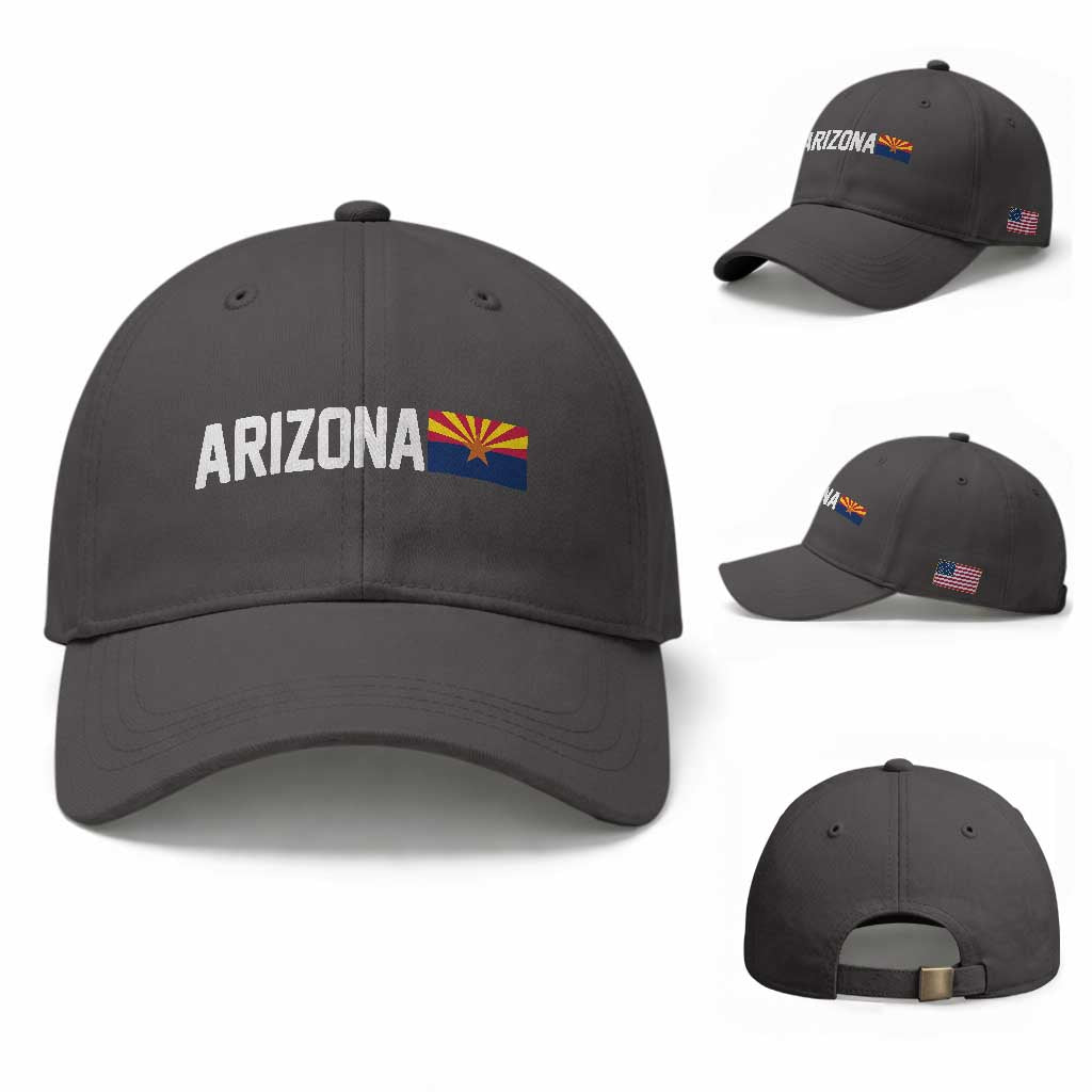 Vintage Arizona AZ State Flag Baseball Cap TS14 Baseball Cap Universal Fit Dark Gray Print Your Wear