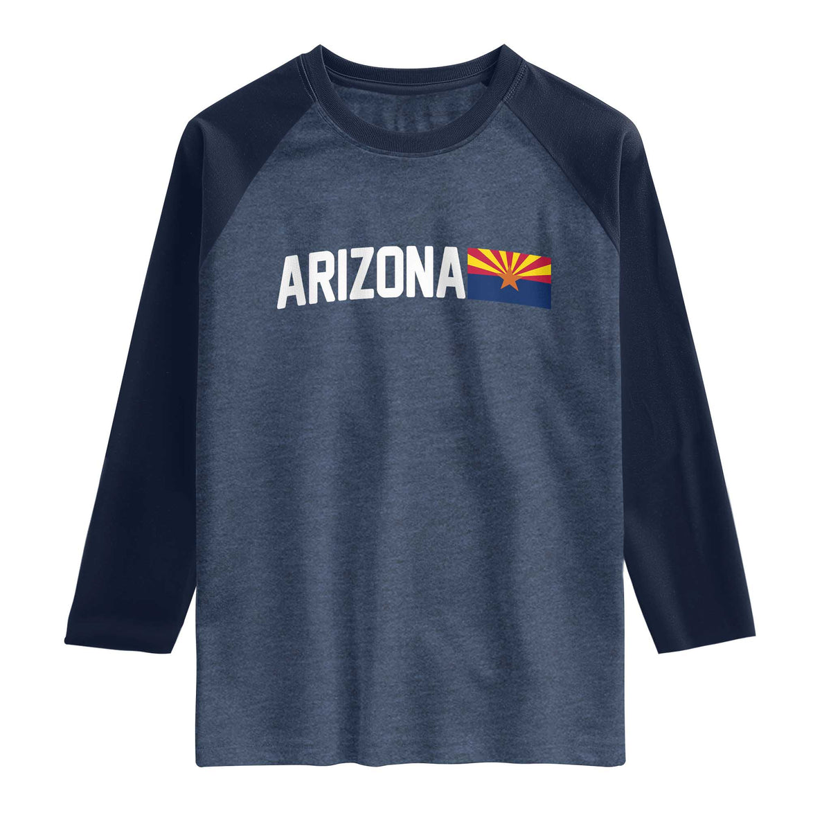Vintage Arizona AZ State Flag Raglan Shirt TS14 Heather Denim Navy Print Your Wear