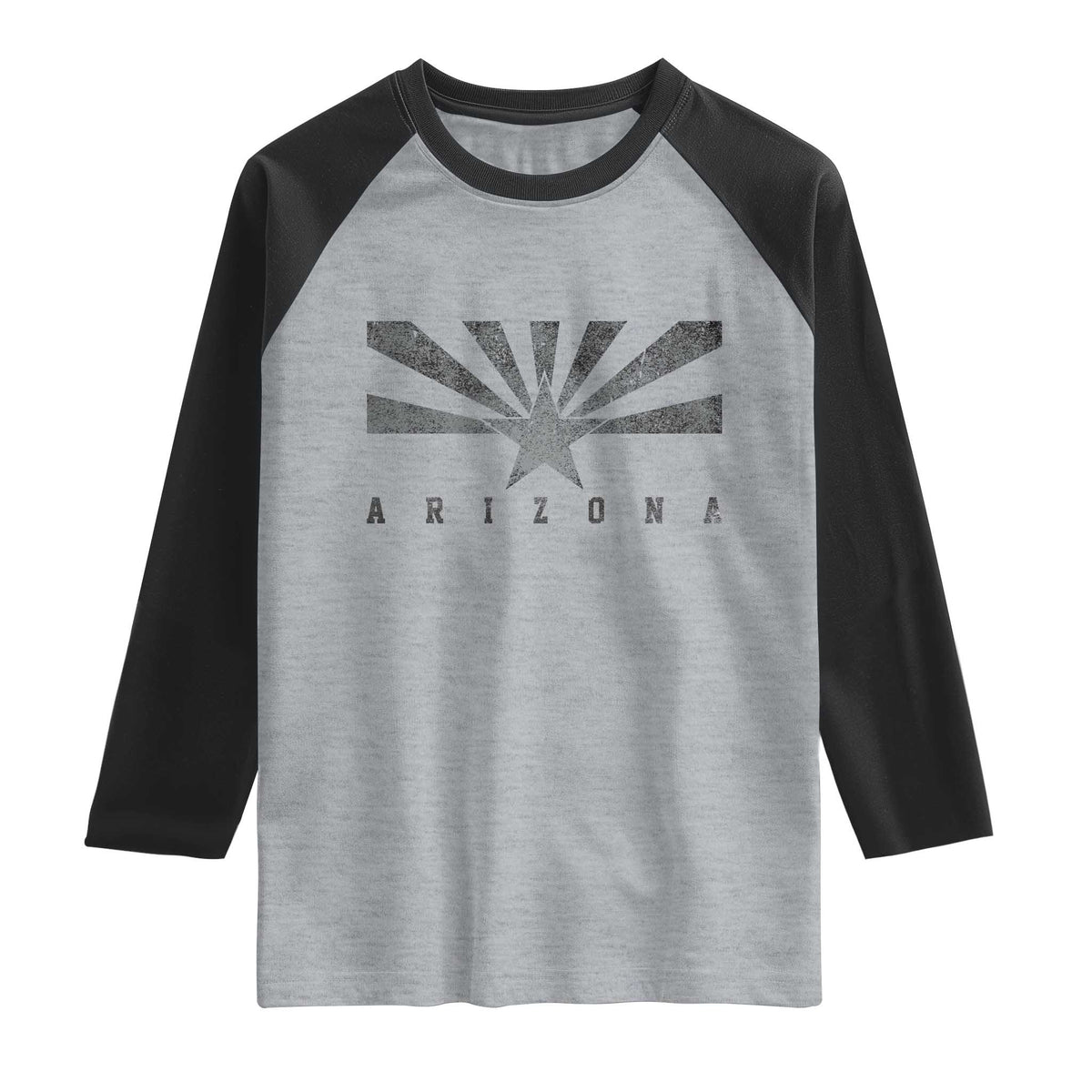 Arizona State Flag Pride Southwest Heritage Americana Raglan Shirt TS14 Heather Gray Black Print Your Wear