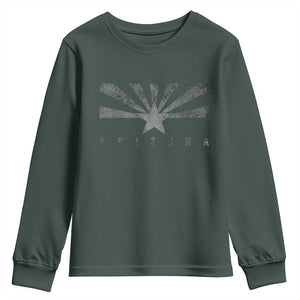 Arizona State Flag Pride Southwest Heritage Americana Youth Sweatshirt TS14 Dark Forest Green Print Your Wear