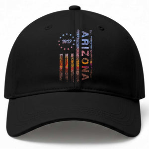 Arizona American Flag Pride Cactus Landscape Established 1912 Baseball Cap TS14 Print Your Wear