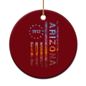 Arizona American Flag Pride Cactus Landscape Established 1912 Ceramic Ornament TS14 1pc Red Print Your Wear