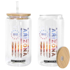 Arizona American Flag Pride Cactus Landscape Established 1912 Glass Can TS14 Print Your Wear