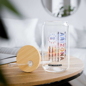 Arizona American Flag Pride Cactus Landscape Established 1912 Glass Can TS14 Print Your Wear