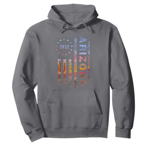 Arizona American Flag Pride Cactus Landscape Established 1912 Hoodie TS14 Charcoal Print Your Wear