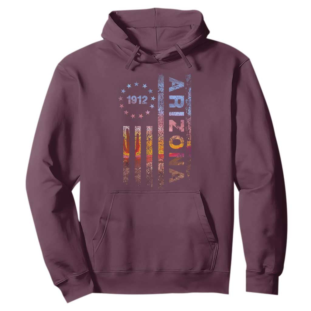 Arizona American Flag Pride Cactus Landscape Established 1912 Hoodie TS14 Maroon Print Your Wear