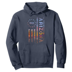 Arizona American Flag Pride Cactus Landscape Established 1912 Hoodie TS14 Navy Print Your Wear