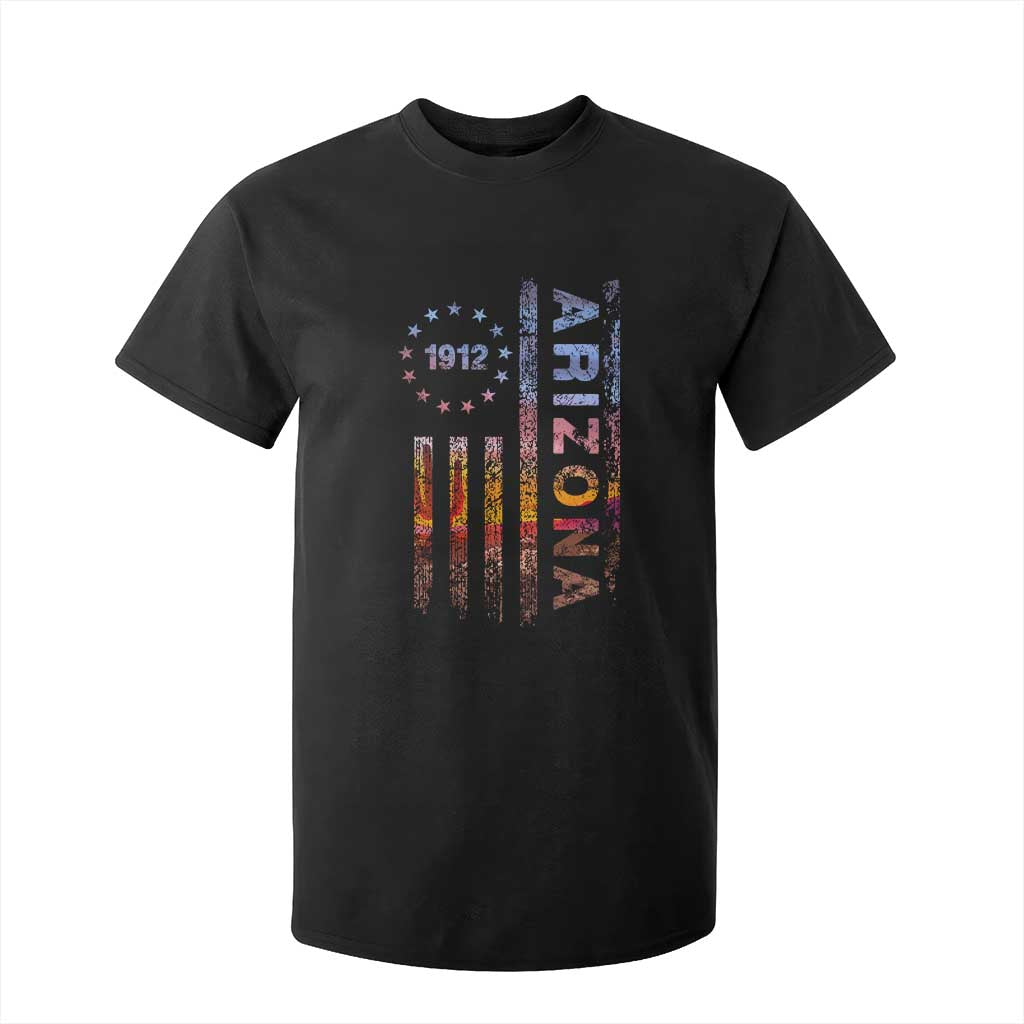 Arizona American Flag Pride Cactus Landscape Established 1912 T Shirt For Kid TS14 Black Print Your Wear
