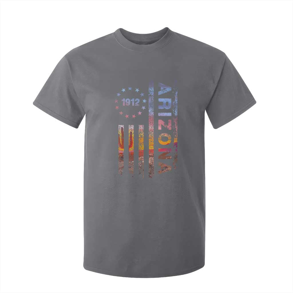 Arizona American Flag Pride Cactus Landscape Established 1912 T Shirt For Kid TS14 Charcoal Print Your Wear