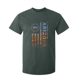 Arizona American Flag Pride Cactus Landscape Established 1912 T Shirt For Kid TS14 Dark Forest Green Print Your Wear