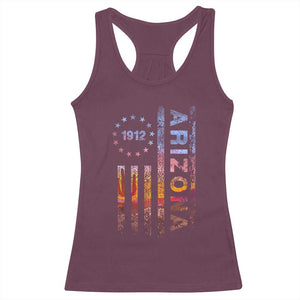 Arizona American Flag Pride Cactus Landscape Established 1912 Racerback Tank Top TS14 Maroon Print Your Wear