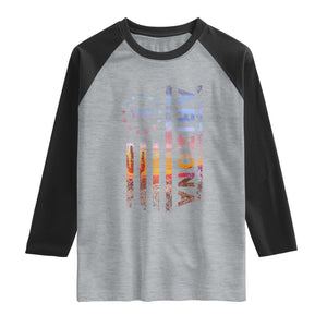 Arizona American Flag Pride Cactus Landscape Established 1912 Raglan Shirt TS14 Heather Gray Black Print Your Wear