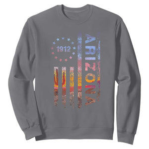 Arizona American Flag Pride Cactus Landscape Established 1912 Sweatshirt TS14 Charcoal Print Your Wear