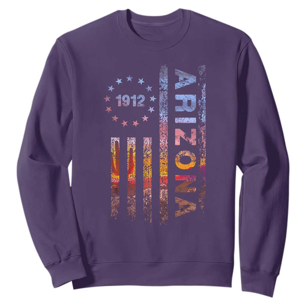 Arizona American Flag Pride Cactus Landscape Established 1912 Sweatshirt TS14 Purple Print Your Wear