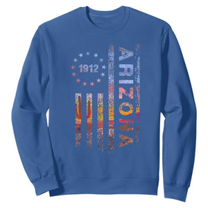 Arizona American Flag Pride Cactus Landscape Established 1912 Sweatshirt TS14 Royal Blue Print Your Wear