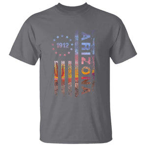 Arizona American Flag Pride Cactus Landscape Established 1912 T Shirt TS14 Charcoal Print Your Wear