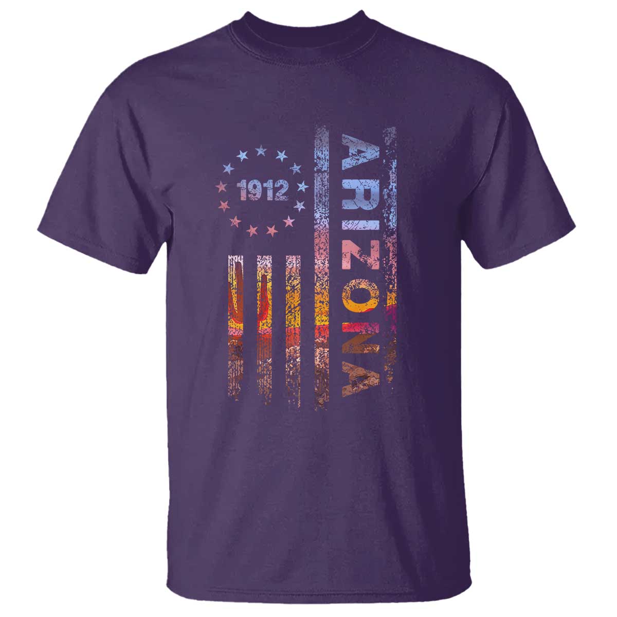 Arizona American Flag Pride Cactus Landscape Established 1912 T Shirt TS14 Purple Print Your Wear