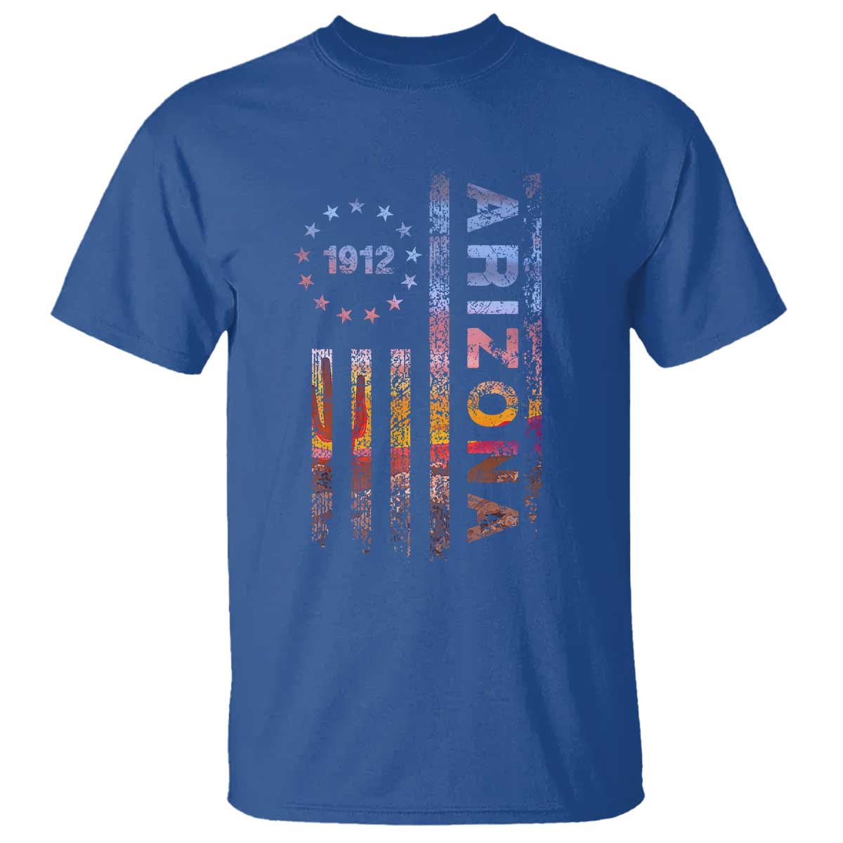 Arizona American Flag Pride Cactus Landscape Established 1912 T Shirt TS14 Royal Blue Print Your Wear