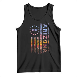 Arizona American Flag Pride Cactus Landscape Established 1912 Tank Top TS14 Black Print Your Wear