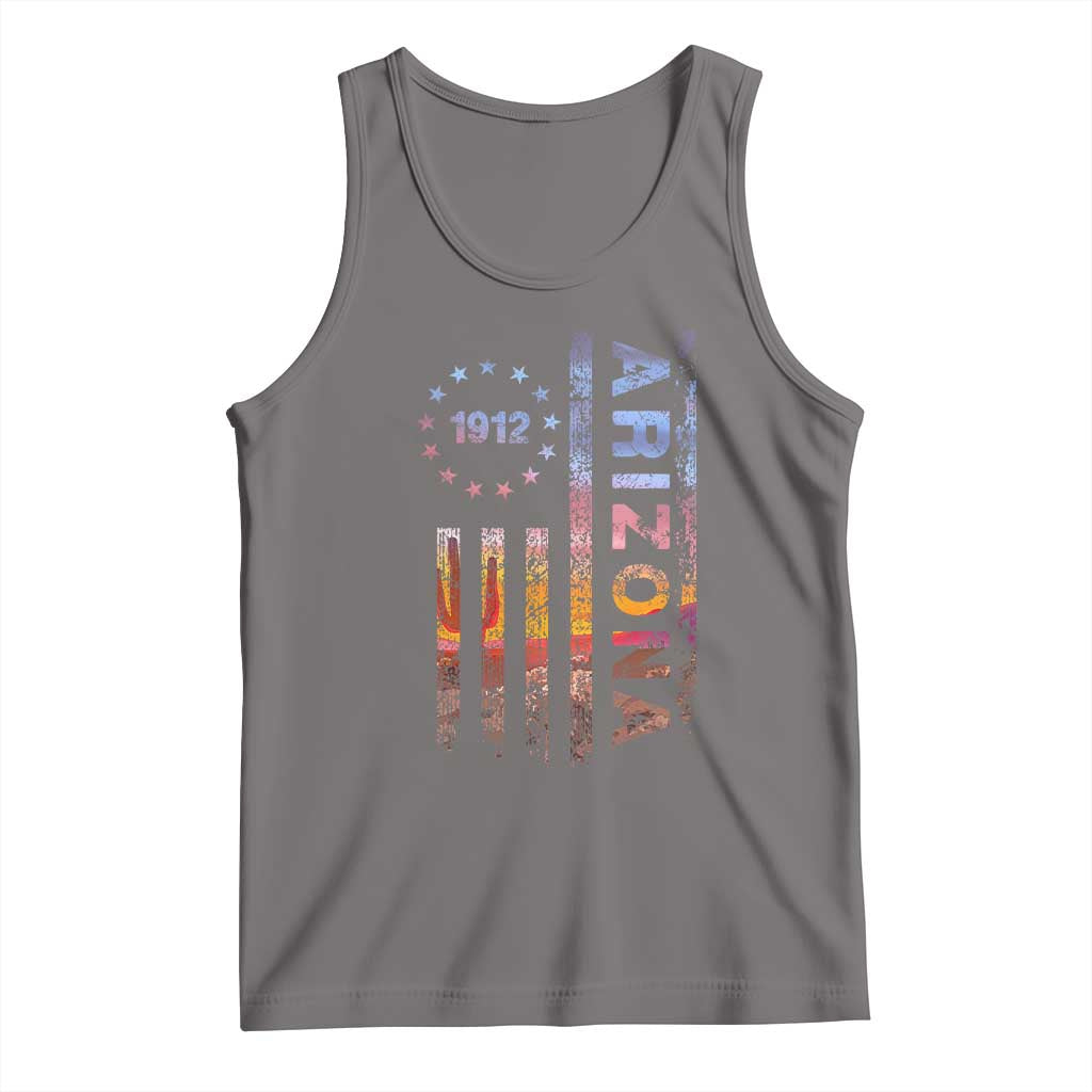 Arizona American Flag Pride Cactus Landscape Established 1912 Tank Top TS14 Deep Heather Print Your Wear