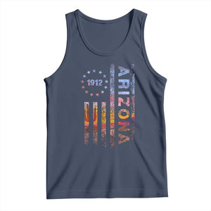 Arizona American Flag Pride Cactus Landscape Established 1912 Tank Top TS14 Navy Print Your Wear