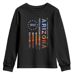Arizona American Flag Pride Cactus Landscape Established 1912 Youth Sweatshirt TS14 Black Print Your Wear