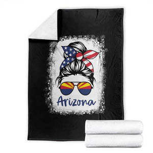 Arizona American Flag Messy Bun Pride Throw Blanket TS14 Black Print Your Wear