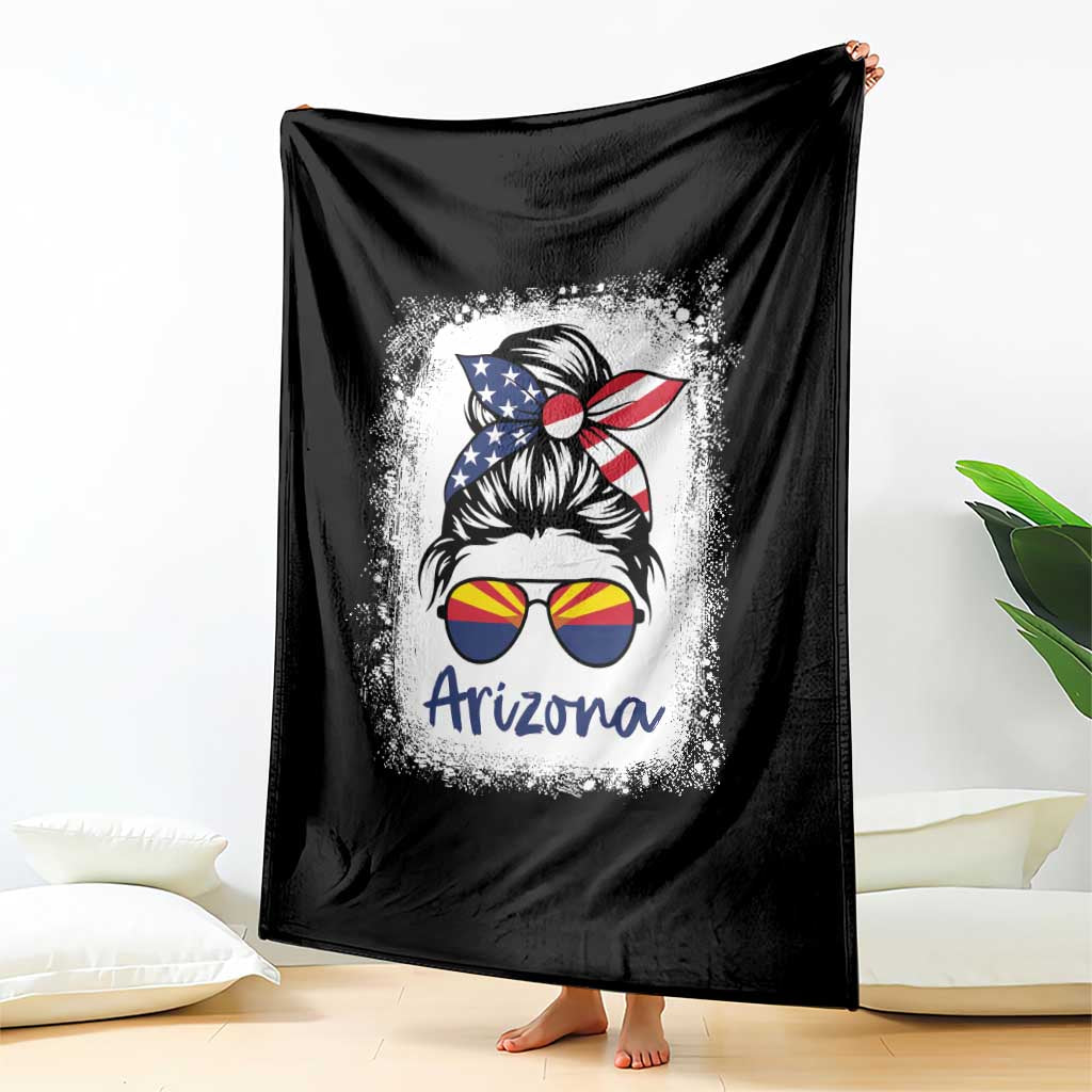 Arizona American Flag Messy Bun Pride Throw Blanket TS14 Print Your Wear