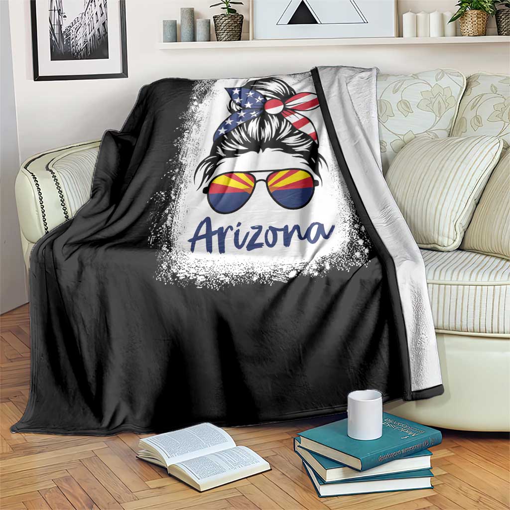 Arizona American Flag Messy Bun Pride Throw Blanket TS14 Print Your Wear