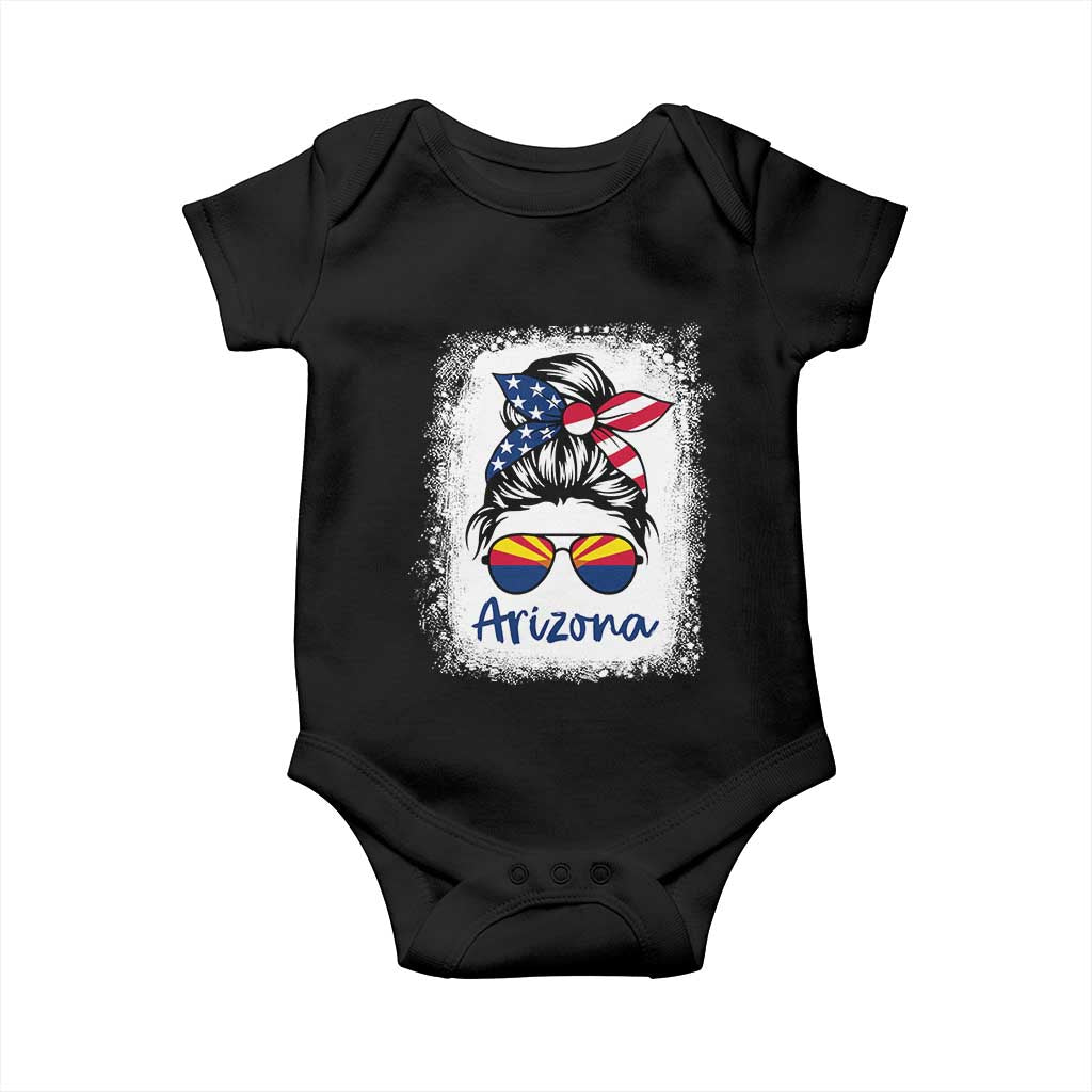 Arizona American Flag Messy Bun Pride Baby Onesie TS14 Black Print Your Wear
