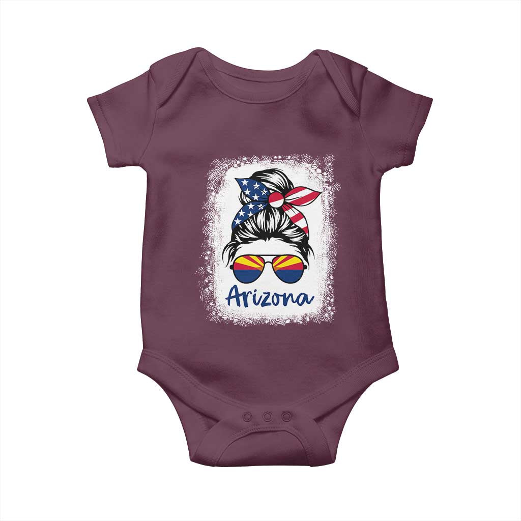 Arizona American Flag Messy Bun Pride Baby Onesie TS14 Maroon Print Your Wear
