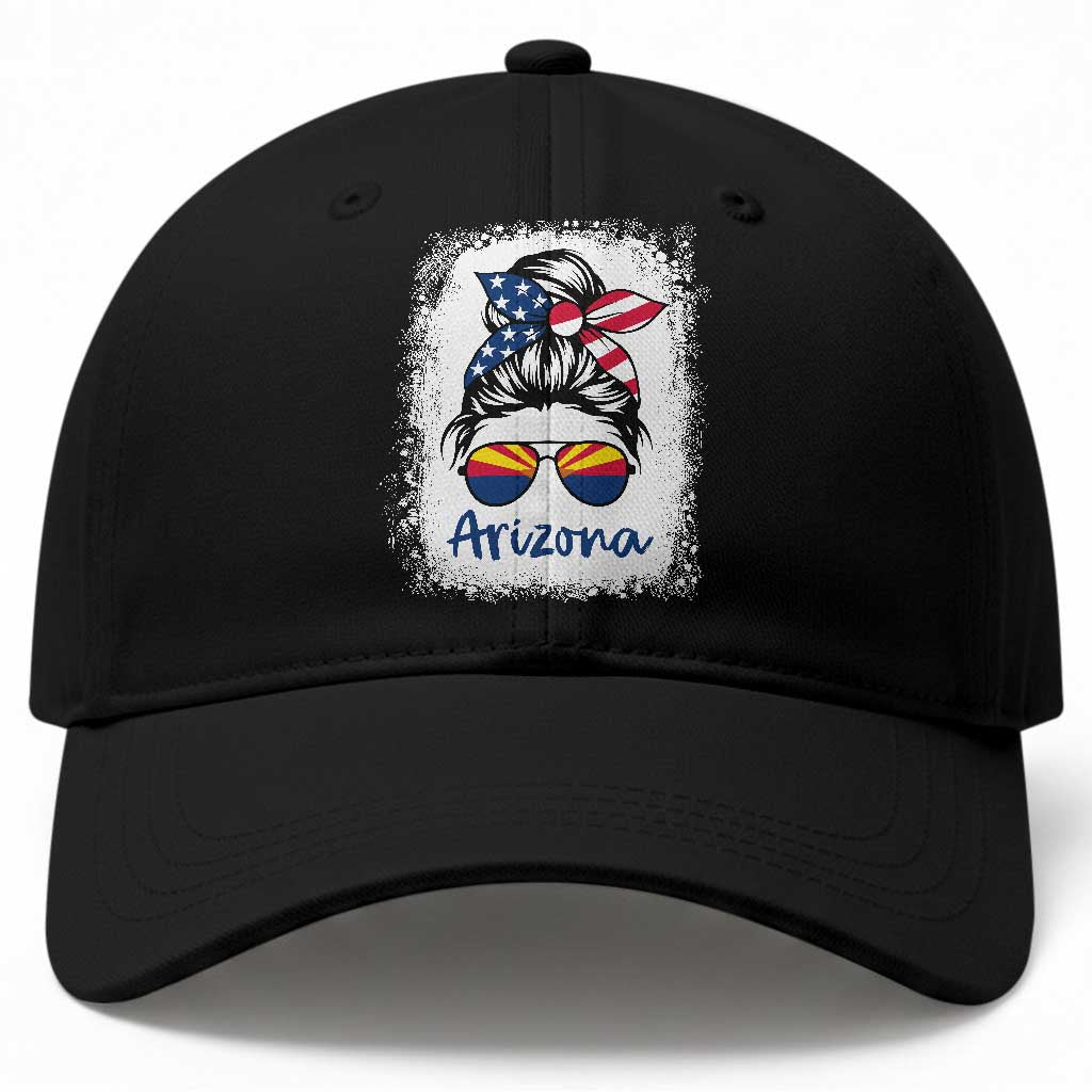 Arizona American Flag Messy Bun Pride Baseball Cap TS14 Print Your Wear