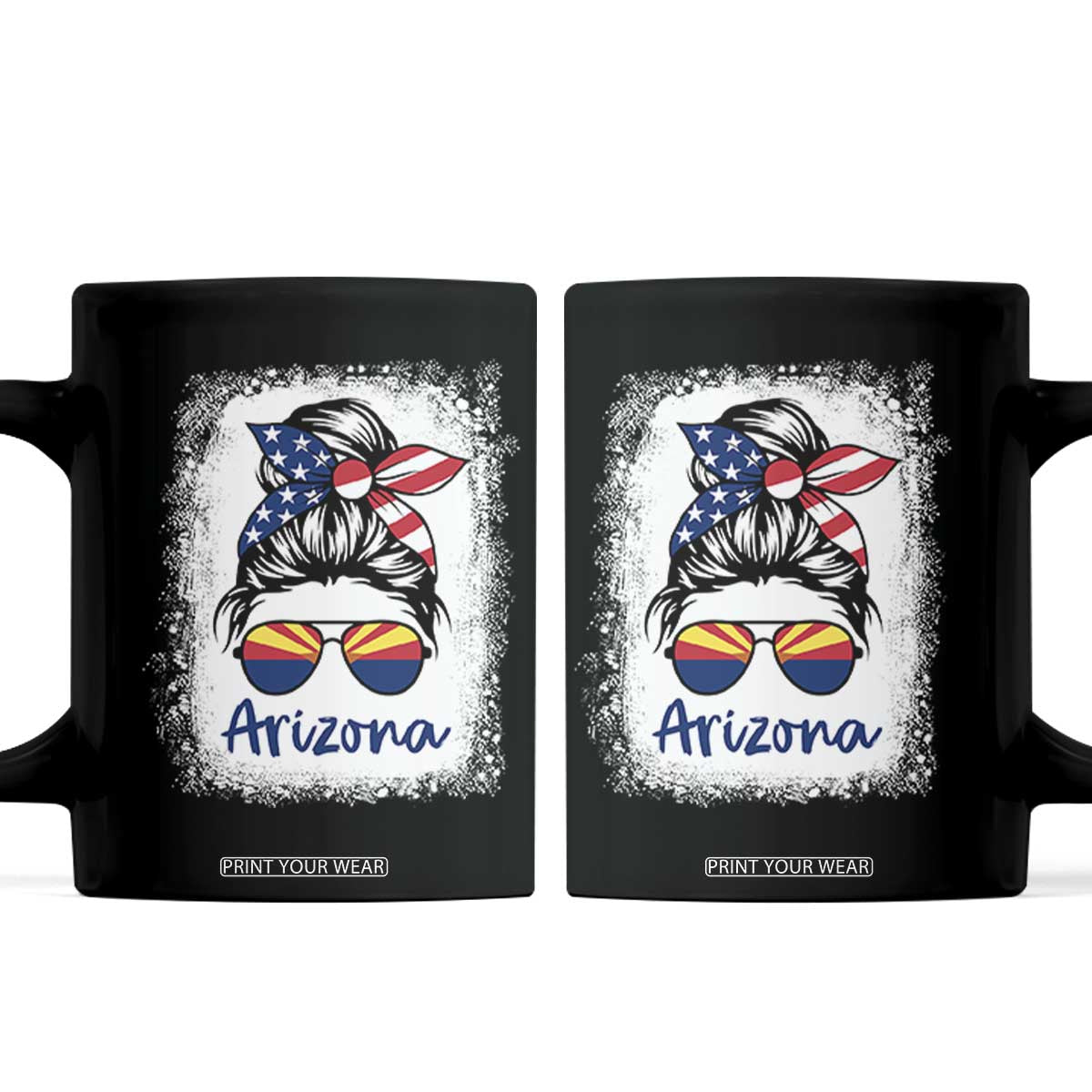 Arizona American Flag Messy Bun Pride Coffee Mug TS14 Black Print Your Wear