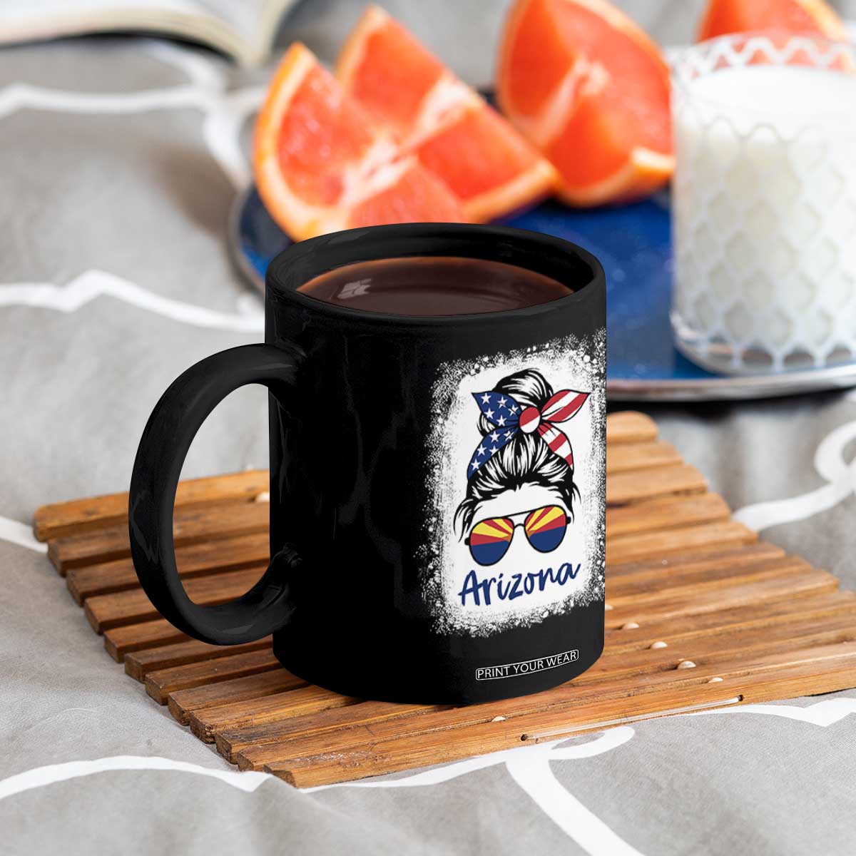 Arizona American Flag Messy Bun Pride Coffee Mug TS14 Print Your Wear