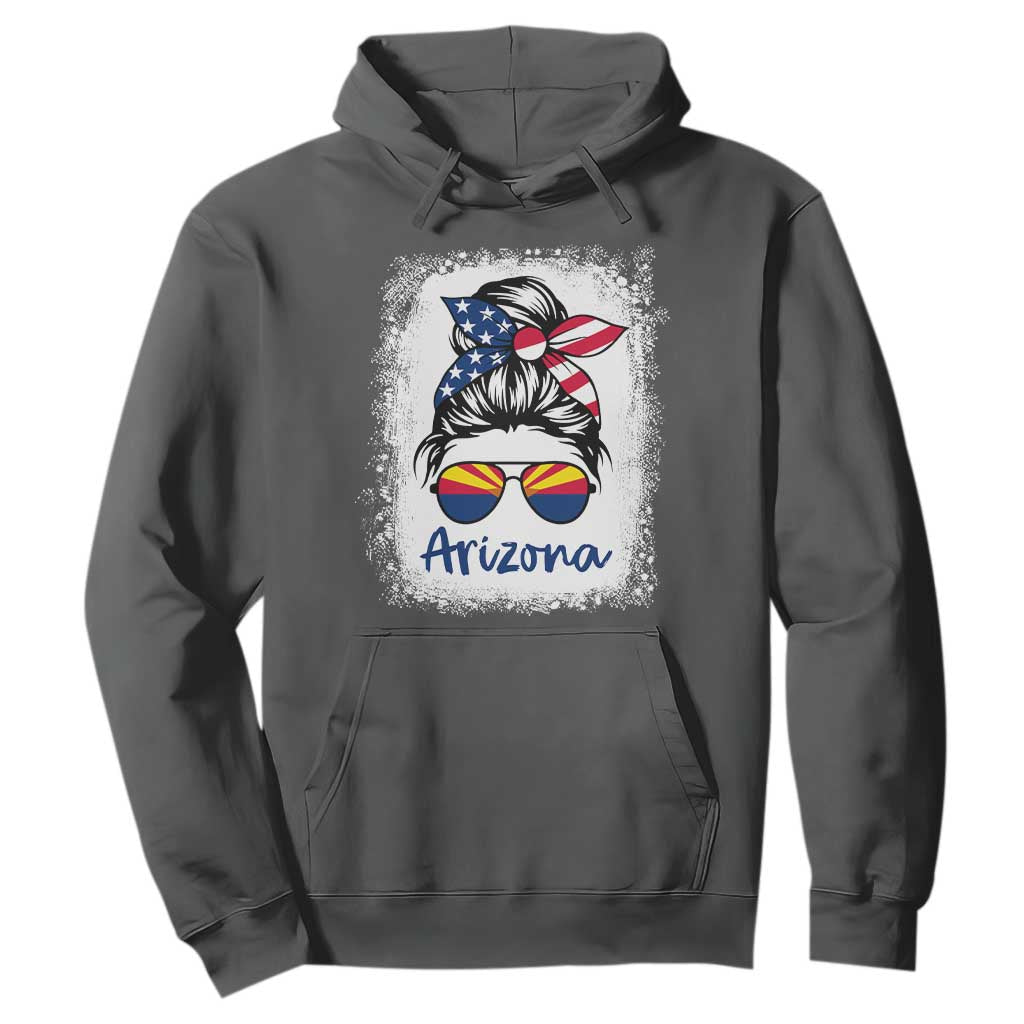 Arizona American Flag Messy Bun Pride Hoodie TS14 Dark Heather Print Your Wear
