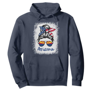 Arizona American Flag Messy Bun Pride Hoodie TS14 Navy Print Your Wear