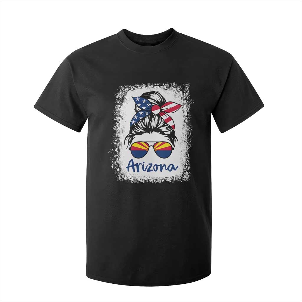 Arizona American Flag Messy Bun Pride T Shirt For Kid TS14 Black Print Your Wear