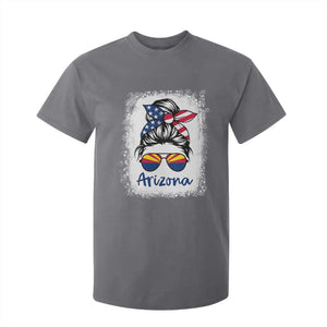 Arizona American Flag Messy Bun Pride T Shirt For Kid TS14 Charcoal Print Your Wear