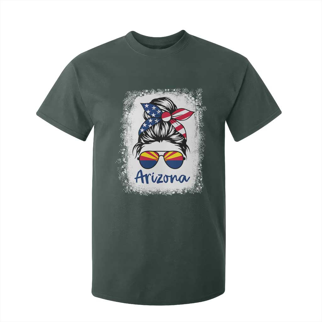 Arizona American Flag Messy Bun Pride T Shirt For Kid TS14 Dark Forest Green Print Your Wear
