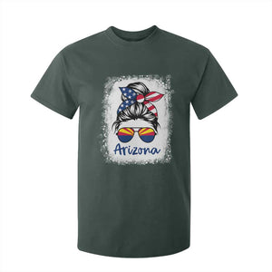 Arizona American Flag Messy Bun Pride T Shirt For Kid TS14 Dark Forest Green Print Your Wear